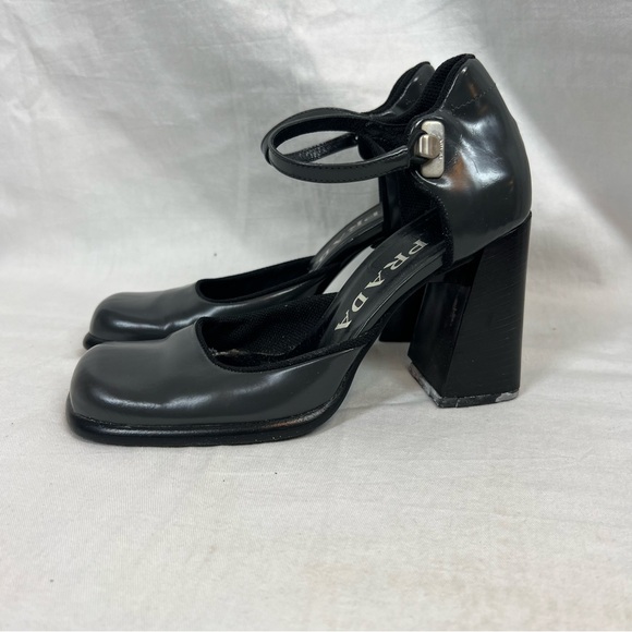 Vintage 90s Prada patent leather Mary Jane heels square toe ankle strap - Picture 1 of 11
